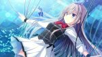  1girl black_bow black_wrist_cuffs blue_eyes blue_hairband bound bound_wrists bow bowtie buttons closed_mouth cropped_jacket da_capo da_capo_iv double-breasted dutch_angle game_asset gem green_gem grey_hair grey_vest hair_between_eyes hair_ornament hairband heart heart_hair_ornament highres indoors jacket long_hair long_sleeves miniskirt non-web_source official_art outstretched_arms plaid_clothes plaid_vest pleated_skirt red_bow red_bowtie red_gem sagisawa_arisu sailor_collar school_uniform skirt solo spread_arms standing tanihara_natsuki thighhighs very_long_hair vest white_sailor_collar white_skirt white_thighhighs wrist_cuffs 