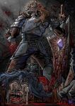  1girl 3boys armor blood blood_on_armor blood_on_ceiling blood_on_face blood_on_hand blood_on_weapon blue_eyes brown_hair cahara_(fear_&amp;_hunger) commentary crying d'arce_(fear_&amp;_hunger) death english_commentary fear_&amp;_hunger_(series) fear_&amp;_hunger_1 guro highres le'garde_(fear_&amp;_hunger) living_weapon miasma_(fear_and_hunger) multiple_boys niezziq_draws orange_hair ragnvaldr_(fear_&amp;_hunger) red_hair saliva scared severed_hand short_hair streaming_tears surprised tears weapon 
