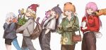  6+girls absurdres advarcher alternate_costume bag basket belt bird black_gloves black_pants black_shorts blonde_hair blue_eyes blue_jacket blue_streaks blunt_bangs breasts cat closed_eyes closed_mouth commentary cup earrings english_commentary fingerless_gloves fins fish_tail gawr_gura gigi_murin gigi_murin_(1st_costume) gloves gradient_hair green_jacket grey_hair grey_pants grey_shirt grin hair_ornament handbag hands_in_pockets hat highres holding holding_basket holding_cup hololive hololive_english holomyth jacket jewelry long_hair long_sleeves mole mole_under_eye mori_calliope multicolored_hair multiple_girls ninomae_ina'nis open_mouth orange_hair pants pink_eyes pink_hair pointy_ears purple_hair red_eyes red_shirt scarf shark_girl shark_tail shirt short_hair shorts sidelocks smile streaked_hair suspenders tail takanashi_kiara teeth tentacle_hair two_side_up virtual_youtuber watson_amelia white_belt white_shirt 