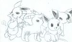  &lt;3 ambiguous_gender bunearyk canine eevee eeveelution espeon feral flareon group jolteon mammal nintendo open_mouth pok&eacute;mon sketch umbreon video_games 