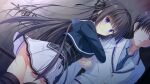  1boy 1girl black_bow black_hair black_thighhighs blue_eyes blue_jacket blue_necktie bow bowtie buttons closed_mouth cropped_jacket da_capo da_capo_iv dark_room dutch_angle faceless faceless_male from_side game_asset grey_vest hair_ribbon haunted_house_(attraction) highres hime_cut indoors jacket locked_arms long_hair long_sleeves loose_necktie miniskirt necktie non-web_source official_art open_collar plaid_clothes plaid_vest pleated_skirt red_bow red_bowtie ribbon sailor_collar school_uniform skirt standing straight_hair takano_yuki_(allegro_mistic) thighhighs tokisaka_ichito tokisaka_nino turning_head very_long_hair vest white_jacket white_sailor_collar white_skirt zettai_ryouiki 