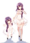  absurdres blush breasts cleavage dress highres holding_hands if_they_mated large_breasts long_hair looking_at_viewer love_live! love_live!_school_idol_project mother_and_daughter multiple_girls outstretched_hand purple_hair see-through sketch toujou_nozomi white_background zheyi_parker 