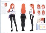  ! 1girl :/ :o ^^^ absurdres arm_at_side ass black_choker black_hair black_nails black_necktie black_pantyhose black_shoes black_skirt blush book breast_pocket character_age character_name choker closed_mouth collared_shirt commentary dress_shirt drooling english_commentary english_text floating_neckwear full_body hair_between_eyes half-closed_eyes height highres holding holding_book holding_pencil index_finger_raised long_hair long_sleeves looking_at_viewer looking_down miniskirt mouth_drool multiple_expressions multiple_views nail_polish necktie office_lady open_mouth orange_eyes orange_hair original pantyhose pencil pencil_skirt pocket reference_sheet shirt shoes skirt smile standing subu_art turnaround very_long_hair white_shirt wide-eyed 