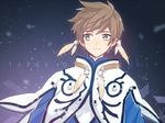  1boy aqua_eyes brown_hair capelet copyright_name earrings jewelry short_hair slay_(tales) sorey_(tales) tales_of_(series) tales_of_zestiria 