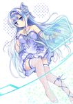  ankle_lace-up asuna_(sao) asuna_(sao-alo) blue_eyes blue_hair bug butterfly butterfly_hair_ornament cross-laced_footwear feijitian fishnet_legwear fishnets garters hair_ornament insect long_hair long_legs pointy_ears ribbon sword_art_online thighhighs white_legwear zettai_ryouiki 