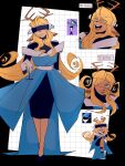  1girl alternate_costume alternate_hairstyle animal_ears antlers black_dress blonde_hair blue_dress blue_eyes commentary cosplay cup deer_antlers deer_ears deer_girl deltarune dress drinking_glass english_commentary english_text furry furry_female gloves head-mounted_display highres holding holding_cup horns layered_dress long_hair noelle_holiday off-shoulder_dress off_shoulder queen_(deltarune) queen_(deltarune)_(cosplay) role_reversal tongue tongue_out utdr_(toby_fox) very_long_hair vvvermw white_gloves wine_glass 