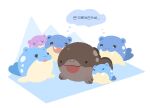  :d alternate_color black_eyes clodsire commentary_request cuddling fangs fangs_out fins korean_commentary korean_text next_pluto no_humans nostrils pokemon pokemon_(creature) pokemon_focus seal_(animal) shiny_pokemon smile solid_circle_eyes spheal translation_request white_background 