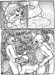  2014 anal animal_genitalia anthro balls butt canine comic cum fox fur gay hair knot male mammal open_mouth oral penetration penis sex teeth triadfox 