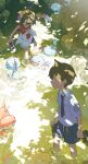  >_< 2boys absurdres bin_aham black_hair brown_hair closed_mouth clothes_around_waist collared_shirt corphish dappled_sunlight florian_(pokemon) flying_sweatdrops hairband highres holding holding_shoes holding_unworn_clothes kieran_(pokemon) male_focus multicolored_hair multiple_boys necktie open_mouth pokemon pokemon_(creature) pokemon_scarlet_and_violet purple_hair red_tank_top rock school_uniform shirt shoes short_sleeves shorts standing sunlight tank_top unworn_shoes uva_academy_school_uniform wading water wooper yellow_hairband 