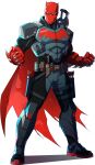  absurdres batman batman_(series) batman_symbol belt bodysuit cowl dc:_dark_legion dc_comics gloves grey_bodysuit highres jason_todd knightfight knightfight_red_hood male_focus mask multicolored_bodysuit muscular muscular_male official_art pants red_hood_(dc) red_mask superhero_costume taut_bodysuit taut_clothes two-tone_bodysuit utility_belt 