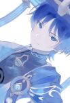  1boy anemo_symbol_(genshin_impact) bishounen black_bodysuit blue_cape blue_eyes blue_gem blue_hair blue_hat blue_jingasa blue_kimono blue_theme blunt_ends bodysuit cape choppy_bangs closed_mouth commentary covered_collarbone dutch_angle gem genshin_impact gold hat highres japanese_clothes jingasa juban kimono looking_at_viewer male_focus mandarin_collar maru00163 open_clothes open_kimono pom_pom_(clothes) purple_hat scaramouche_(genshin_impact) shoulder_peek side_cape solo split_mouth tsurime two-sided_fabric two-sided_headwear wanderer_(genshin_impact) white_background white_kimono white_trim 