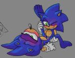  age_difference ambiguous_penetration anthro barefoot blush bodily_fluids classic_sonic classic_sonic_(universe) clothing colored_sketch crotch_blush cum cum_inside duo eulipotyphlan eye_roll feet genital_fluids gloves half-closed_eyes handwear hedgehog leg_grab lying male male/male mammal narrowed_eyes on_back on_model one_eye_closed penetration raised_leg sega selfcest silverline sketch smile smirk sonic_the_hedgehog sonic_the_hedgehog_(series) square_crossover 