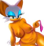 anthro areola bat big_breasts big_ears black_nose blue_eyeshadow breasts brown_areola brown_nipples eyelashes eyeshadow female front_view fur genitals green_eyes hi_res looking_at_viewer makeup mammal mouthless navel nipples nude polygonal_body rouge_the_bat sega simple_background solo sonic_the_hedgehog_(series) thick_thighs velv3tcak1e vulva white_background white_body white_fur wide_hips