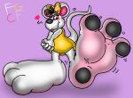 anthro big_feet bow_(feature) clothed clothing diddl_(series) diddlina dress feet female foot_focus mammal mouse murid murine pawpads rodent solo standing thefluffyredskunk