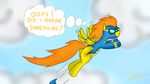  anus clitoris clothing cloud cutie_mark equine eyewear feathers female flying friendship_is_magic fur goggles hair hi_res hooves horse katsu mammal my_little_pony orange_hair outside pegasus pony pussy solo spitfire_(mlp) text thought_bubble torn_clothing uniform wings wonderbolts_(mlp) yellow_fur 