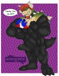 absurd_res anthro bowser canid canine canis clothing dominant dominant_male duo hi_res hypnotic_eyes inside_clothing koopa latex latex_clothing latex_skinsuit male mammal mario_bros nintendo nokucroc scalie sharing_skinsuit simple_background skinsuit star_the_wolf submissive submissive_male tight_clothing trapped_in_clothing trapped_in_skinsuit wolf