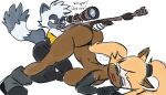 anthro ass_up big_breasts breasts butt canid canine canis clothed clothing dialogue digital_media_(artwork) dumbarts duo english_text eyelashes eyes_closed female female/female fur gloves grey_body grey_fur gun hair handwear hi_res holding_object holding_weapon idw_publishing jack-o'_pose lemur mammal nude open_mouth pose primate ranged_weapon rifle ring-tailed_lemur sega simple_background sketch sniper sniper_rifle sonic_the_hedgehog_(comics) sonic_the_hedgehog_(idw) sonic_the_hedgehog_(series) strepsirrhine tail tangle_the_lemur text thick_thighs thong tight_clothing topwear underwear weapon whisper_the_wolf whispering wolf