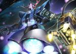  absurdres beam_cannon cable commentary_request finger_cannon fleet gundam highres matsumoto_(ma_tsuya) mecha mecha_focus mobile_armor mobile_suit mobile_suit_gundam nebula no_humans one-eyed_mecha pink_eyes realistic robot science_fiction solo space star_(sky) thrusters war zeon zeong zero_gravity 