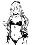  bow bra drag-on_dragoon drag-on_dragoon_3 drawfag flat_chest flower flower_eyepatch greyscale hair_bow highres long_hair monochrome navel off_shoulder open_clothes open_shirt panties shirt solo underwear underwear_only zero_(drag-on_dragoon) 