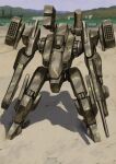  arm_cannon camouflage commentary day full_body grenade_discharger gun highres holding holding_gun holding_weapon machine_gun mecha mecha_focus missile_pod mountain mountainous_horizon no_humans one-eyed_mecha original outdoors robot science_fiction standing tyokugekidato weapon 