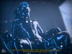 absurd_res anthro asphyxiation bdsm blindfold bondage bound breath_play canid canine chair clothing furniture hi_res hybrid latex latex_clothing latex_skinsuit male mammal muffled_speech padded_room rebreather_bag skinsuit solo submissive submissive_male tavvy_tav tight_clothing