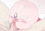  2boys ambiguous_gender blue_eyes blush censored cum cumshot ejaculation handjob kirby kirby_(series) male messy multiple_boys nazu776 nintendo oral orgasm penis pov shivering size_difference sweat text video_games wink yaoi zeroslash 