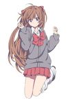  cardigan hair_ornament hairclip long_hair loose_socks neon_genesis_evangelion pepo_(pepopepo) school_uniform shoes skirt socks solo souryuu_asuka_langley 