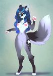  2014 anthro blue_eyes blue_hair breasts canine female hair looking_at_viewer mammal nipples nude pussy sif smile solo wolf 