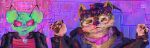 absurd_res alien alien_dog anthro canid canine canis clothing dib_membrane duo eyewear glasses gloves handwear hi_res invader_zim irken jacket male mammal mexican_wolf multiple_piercings nails nickelodeon piercing pinned pinned_to_ground sharp_nails shirt suggestive_look topwear torn_clothing torn_shirt torn_topwear tracking_collar ufopup wearing_glasses wolf zim_(invader_zim)