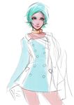  aqua_hair choker contrapposto drawfag dress eureka eureka_seven eureka_seven_(series) hair_ornament hairclip lips purple_eyes short_dress short_hair sketch solo standing 