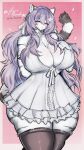 absurd_res accessory anthro bangs big_breasts breasts chest_tuft cleavage clothed clothing dress eyelashes felid feline female fingers fur fur_markings hair hair_accessory hairclip hi_res huge_breasts inner_ear_fluff kemono kim_yuurin283 lace_stockings legwear looking_at_viewer mammal markings pantherine petals pink_nose pupils purple_eyes purple_hair smile smiling_at_viewer solo standing stockings thick_thighs thigh_highs tiger tights tuft white_body white_clothing white_dress white_fur wide_hips yuurinmiinazuki