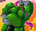 absurd_res anthro areola armpit_hair belly biceps big_belly body_hair bulge clothing deltarune elderly elderly_anthro elderly_male facial_hair gerson_boom goatee green_body green_skin hair hi_res lightner male musclegut muscular muscular_anthro muscular_male nipples pecs pink_hair reptile santiagomt scalie solo spots turtle undertale_(series) underwear