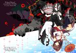  battleship_hime black_dress black_hair blush breasts brown_eyes brown_hair cherry_blossoms cleavage crossed_legs detached_sleeves dress flower hair_flower hair_ornament horns ideolo kantai_collection large_breasts long_hair looking_at_viewer miniskirt multiple_girls oni_horns oriental_umbrella pale_skin pleated_skirt ponytail red_eyes rotational_symmetry sayori shinkaisei-kan short_dress skirt smile thighhighs umbrella upside-down very_long_hair yamato_(kantai_collection) 