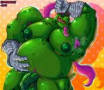 absurd_res anthro areola armpit_hair balls belly biceps big_belly body_hair deltarune elderly elderly_anthro elderly_male facial_hair genitals gerson_boom goatee green_body green_skin hair hi_res lightner male musclegut muscular muscular_anthro muscular_male nipples pecs penis pink_hair reptile santiagomt scalie solo spots turtle undertale_(series) vein veiny_penis