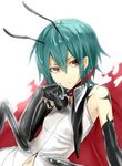  absurdres antennae bifrst black_gloves cape earrings elbow_gloves gloves green_hair highres jewelry latex latex_gloves looking_at_viewer navel older red_eyes shirt sketch sleeveless sleeveless_shirt solo touhou wriggle_nightbug 