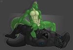  abdominals anal anal_penetration balls black_fur black_hair blue_eyes claws cum drackhan(kajhiro) dragon fur green_fur grey_fur hair horn kajhiro lizard muscles penetration reptile scalie vale-valentine wingless_dragon 