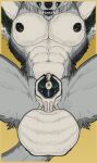 anthro balls big_balls bodily_fluids canid canine canis crito dragon first_person_view fur genital_fluids genitals hi_res hybrid kharnewolf male male/male mammal muscular muscular_male mythological_creature mythological_scalie mythology nude precum scales scalie solo wolf