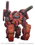  absurdres artist_name assault_visor beam_cannon blue_assault_visor character_name commentary earth_federation english_commentary guncannon gundam highres mecha mecha_focus mobile_suit mobile_suit_gundam no_humans original radio_antenna redesign robot science_fiction shoulder_cannon simple_background solo subakeye twitter_username white_background 