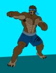 barefoot body_hair boxing brown_body brown_fur canid canine dire_half-wolf_(fortnite) feet fur hi_res humanoid jagerwolf12 kerchief male mammal muscular muscular_male mythological_canine mythological_creature mythology solo sport training werecanid werecanine werecreature werewolf