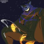 absurd_res anthro big_penis black_body black_fur blue_markings bodily_fluids bone charlie_fisher_(skulldog) cum cumshot disembodied_hand drawing_wolf ejaculation fur genital_fluids genitals hi_res hood male markings muscular muscular_male night nipple_piercing nipple_ring nipples pecs penis piercing ring_piercing skull skull_head skulldog_(species) solo