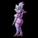 1lastshadow1 anthro armor big_breasts big_butt black_background black_nose blaze_the_cat bodily_fluids bottom_heavy breasts butt dipstick_tail domestic_cat eyelashes felid feline felis female fur headgear helmet hi_res huge_butt looking_at_viewer looking_back looking_back_at_viewer mammal markings nipples purple_body purple_fur rear_view sega simple_background sir_percival_(sonic_and_the_black_knight) solo sonic_and_the_black_knight sonic_storybook_series sonic_the_hedgehog_(series) sweat tail tail_markings thick_thighs wide_hips yellow_eyes