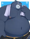 2026 absurd_res anthro belly big_belly clothing domestic_cat felid feline felis hi_res humanoid_hands kemono male mammal moobs navel nipples overweight overweight_male solo towel towel_around_neck trail_arnak underwear whiskers