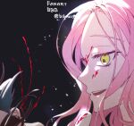  2girls alien_stage bibi1015bibi black_background black_hair blood commentary_request death falling highres long_hair mizi_(alien_stage) multiple_girls open_mouth pink_hair signature sua_(alien_stage) yellow_eyes 