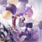  1girl :d ahoge artist_request balloon boots chair commentary doll english_commentary gloves happy_birthday heterochromia honkai_(series) honkai_gakuen long_sleeves looking_at_viewer multicolored_hair official_art pink_hair purple_boots purple_eyes purple_hair purple_shorts sharp_teeth shirt shorts sin_mal sitting smile solo striped_clothes striped_shirt teeth thigh_boots third-party_source two-tone_hair vertical-striped_clothes vertical-striped_shirt white_gloves white_shirt yellow_eyes 