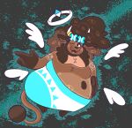 4_wings abstract_background absurd_res angel anthro bovid bovine clothed clothing cowprintsoda crystal dewlap_(anatomy) disembodied_eyes eyewear female generation_2_pokemon halo hi_res hooves horn horn_jewelry horn_ring jewelry lips mammal markings mature_female miltank mocha_(cowprintsoda) mole_(marking) multi_wing nintendo overweight overweight_anthro overweight_female pokemon pokemon_(species) ring_(jewelry) robe shaped_glasses solo sunglasses teats thick_bottom_lip toga tribal tribal_markings udders wings x_glasses