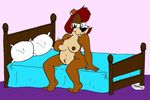  areola bear bed breasts brown_hair chubby cynthia_barlow female hair invalid_tag looking_at_viewer mammal nude pillow pubes sitting spread_legs spreading trbb wide_hips world_of_fizz 