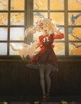  :d autumn autumn_leaves bow bowtie cat commentary_request dated dress frilled_dress frilled_sleeves frills full_body furahata_gen hair_bow hair_ornament hairclip highres holding holding_leaf indoors layered_dress leaf long_sleeves mary_janes multiple_hair_bows multiple_hairclips one_eye_closed open_mouth original pantyhose patting red_bow red_dress red_eyes red_shoes shoes smile standing tree white_bow white_bowtie white_cat white_hair white_pantyhose window wooden_floor wooden_wall 