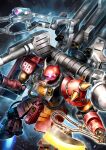  absurdres battle bazooka_(gundam) cable commentary_request damaged extra_arms glowing_hot gun gundam gundam_thunderbolt heat_hawk highres machine_gun matsumoto_(ma_tsuya) mecha mecha_focus mobile_suit nebula no_humans one-eyed_mecha pink_eyes radio_antenna realistic robot scene_reference science_fiction scope shield shoulder_spikes solo space spikes star_(sky) thrusters weapon zaku_ii zaku_ii_(reuse_p_device) zeon zero_gravity 