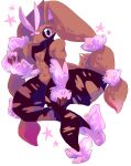 2017 abs aliasing anthro black_sclera breasts brown_body brown_fur cel_shading digital_drawing_(artwork) digital_media_(artwork) female female_anthro full-length_portrait fur generation_6_pokemon long_ears mega_evolution mega_lopunny muscular muscular_anthro muscular_female nintendo pink_body pink_eyes pink_fur pokemon pokemon_(species) portrait shaded simple_background smile snout solo star_polygon suippupupu white_background