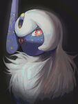  absol black_background blue_skin bright_pupils closed_mouth colored_skin constellation duplicate highres horns mane no_humans pokemon pokemon_(creature) pokemon_focus red_eyes reo_(mmocc123) single_horn white_fur white_pupils 